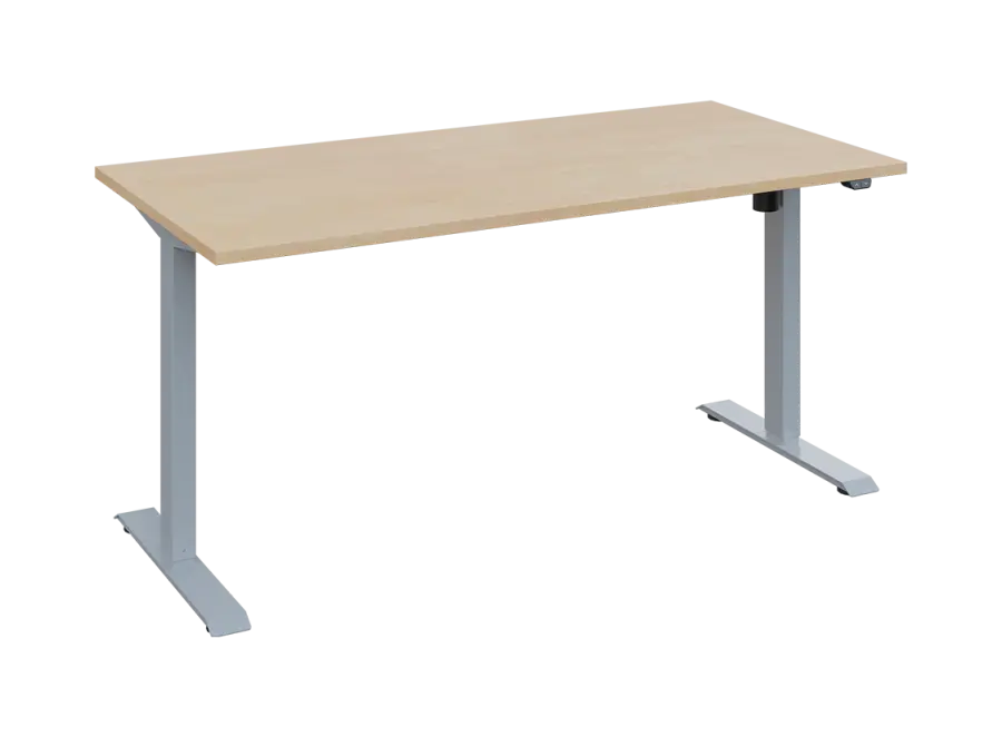 Flexi 28-16 výškově nastavitelný stůl, kovová podnož stříbrná, deska 25 mm, široký 1600 mm, bříza irská